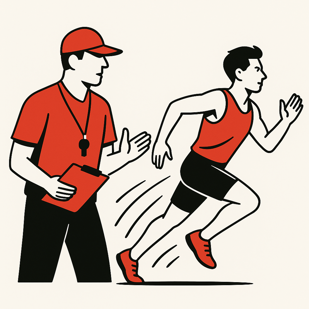 Illustration eines Lauftrainers bei der Arbeit